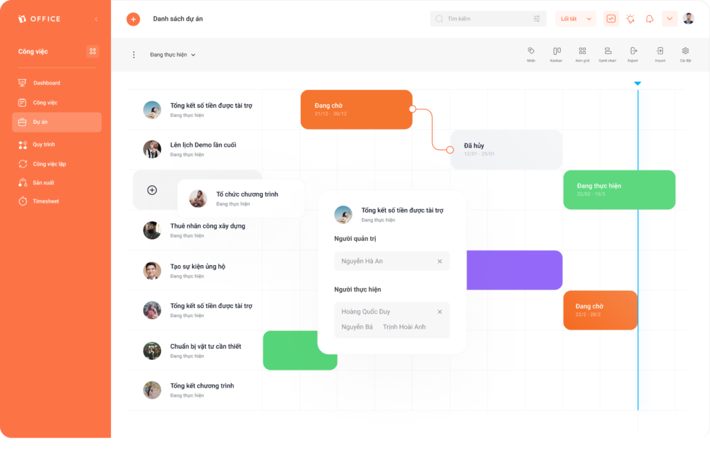 Quản l&yacute; dự &aacute;n trực quan với m&agrave;n h&igrave;nh Gantt Chart