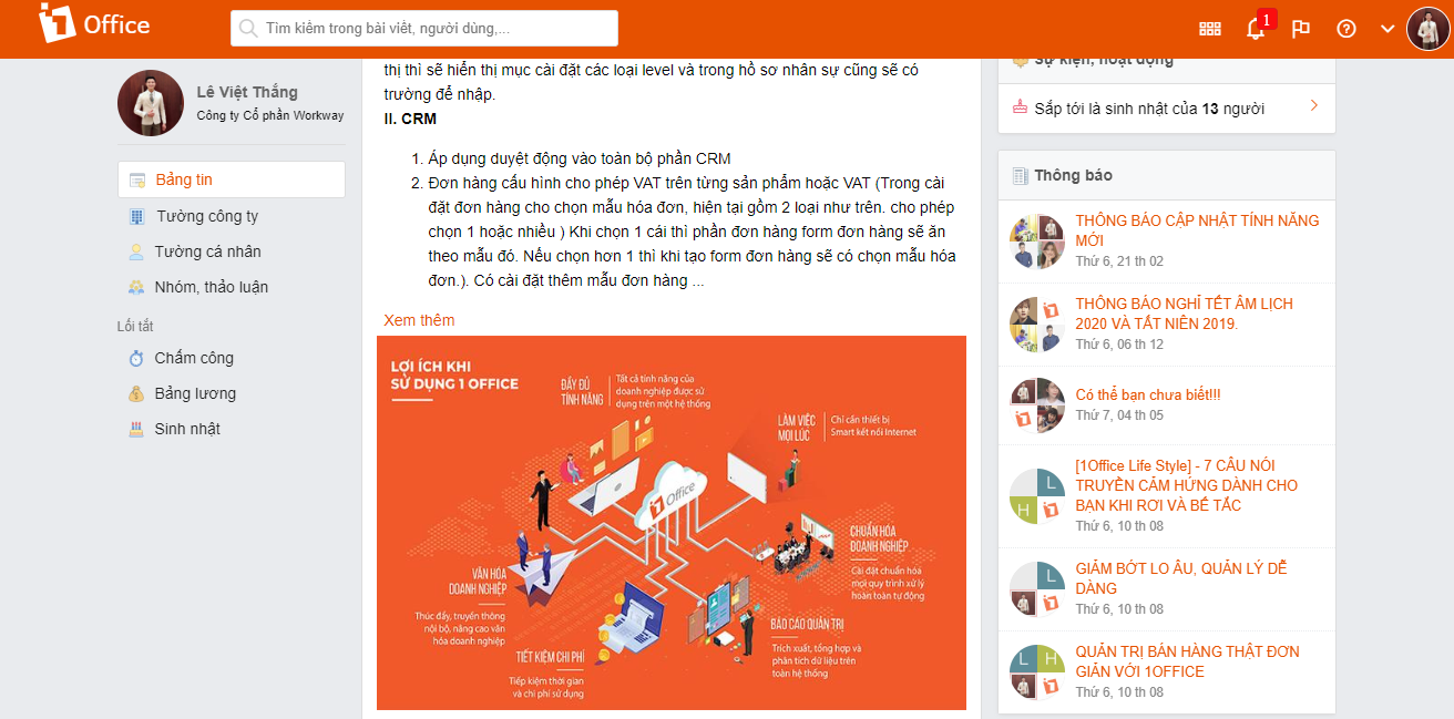 Màn hình Social tương tự như giao diện Facebook