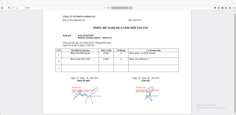 1Office t&iacute;ch hợp chữ k&yacute; số BKAV cho doanh nghiệp ngay tr&ecirc;n quy tr&igrave;nh l&agrave;m việc.