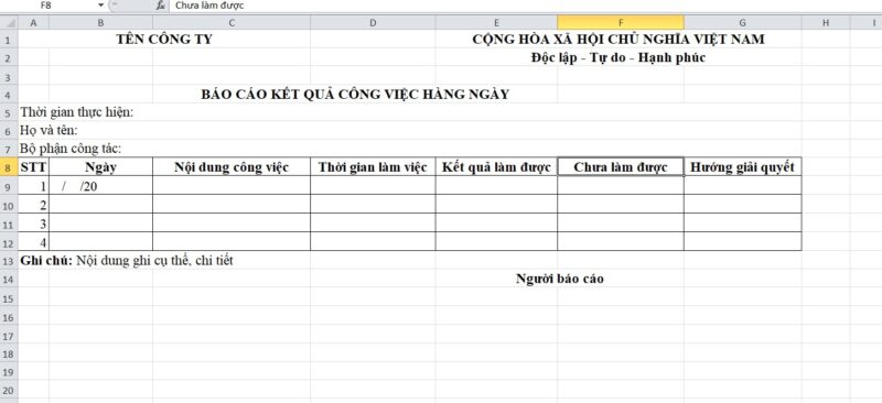 Mẫu kế hoạch công việc bằng Excel 2022 Mẫu kế hoạch công việc bằng Excel