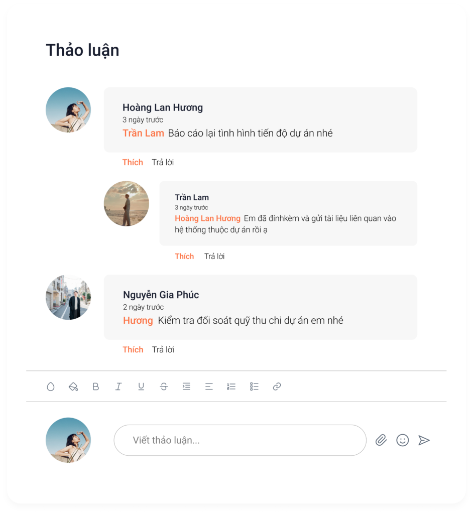 Trao đổi trực tiếp ngay tr&ecirc;n phần mềm