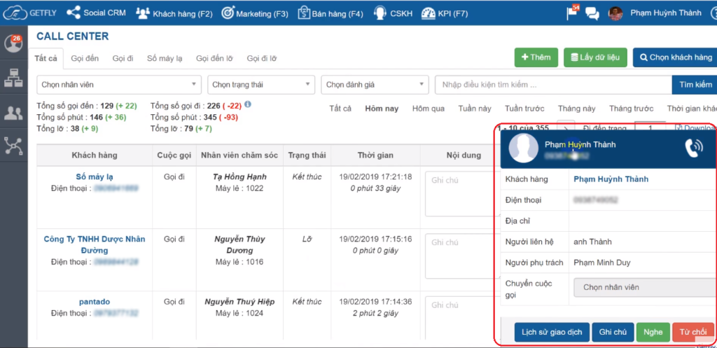 Phần mềm quản l&yacute; v&agrave; chăm s&oacute;c kh&aacute;ch h&agrave;ng Getfly CRM