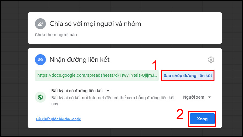 Cách chia sẻ file quản lý công việc bằng Google Sheet