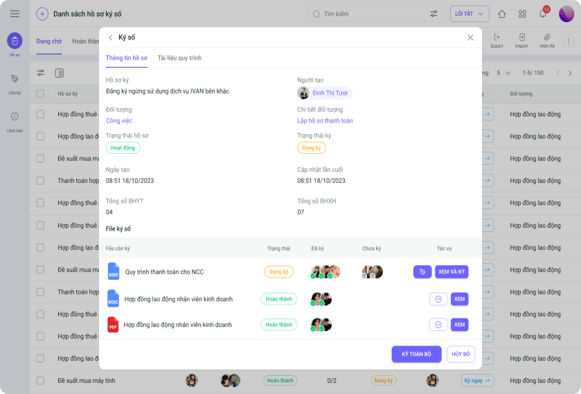 Ký số hồ sơ với 1Office