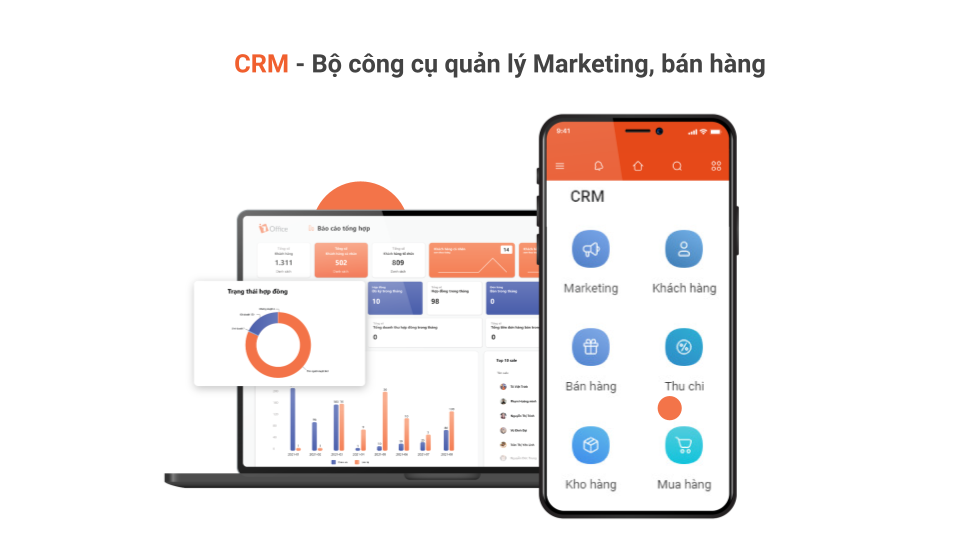 CRM Mobile tự động báo cáo tình hình kinh doanh với dashboard trực quan