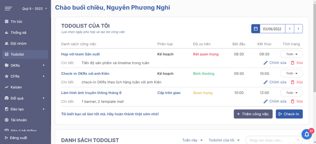 Phần mềm quản lý sắp xếp lịch làm việc fTodolist