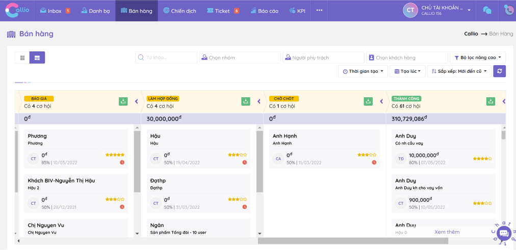 Callio là giải pháp tổng đài thông minh tích hợp CRM