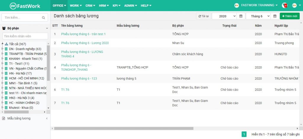 Phần mềm tính lương trực tuyến Fastwork Payrolll