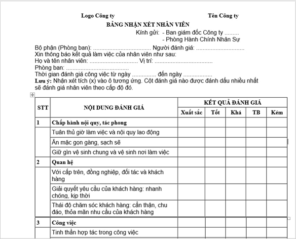 Mẫu b&aacute;o c&aacute;o nh&acirc;n sự cuối năm