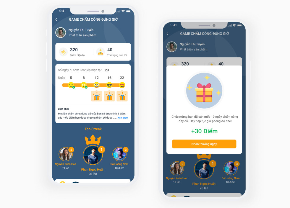 Tính năng Game chấm công của Happy Time