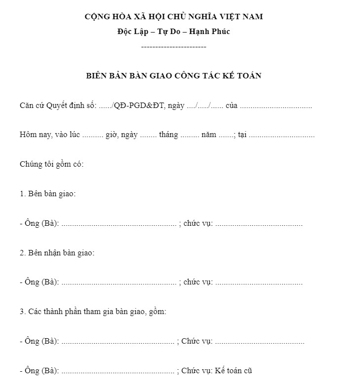 Mẫu&nbsp;b&agrave;n giao c&ocirc;ng việc kế to&aacute;n