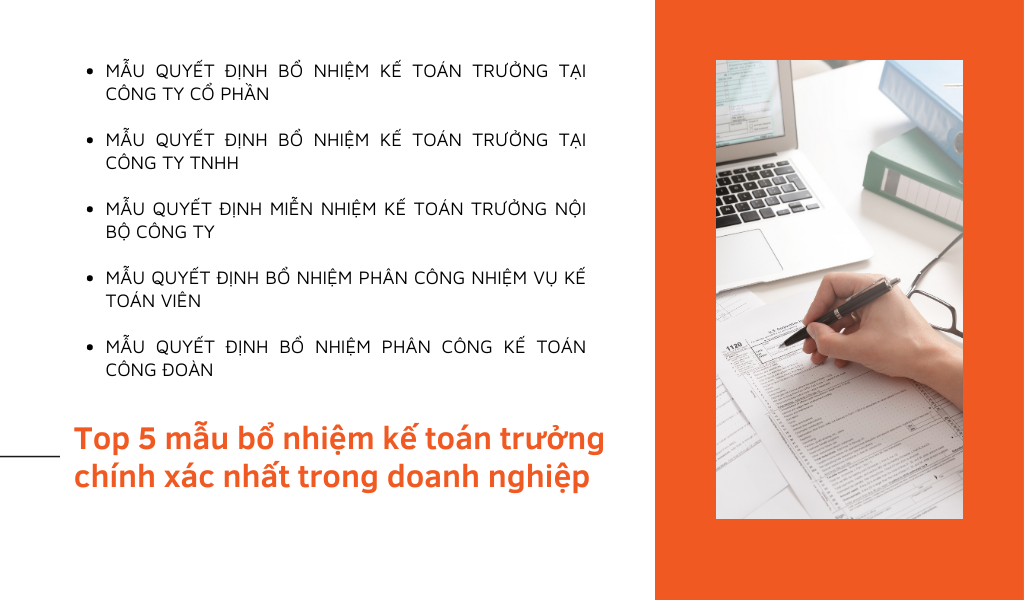 Top 5 mẫu bổ nhiệm kế to&aacute;n trưởng ch&iacute;nh x&aacute;c nhất trong doanh nghiệp