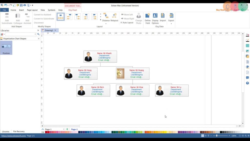 Phần mềm vẽ quy tr&igrave;nh l&agrave;m việc Edraw Org Chart