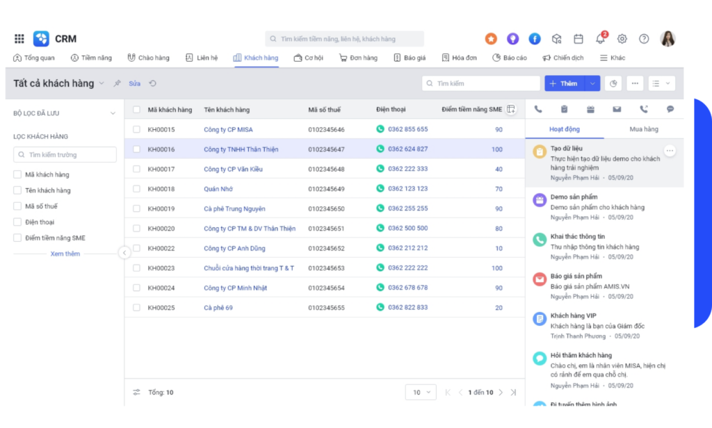 Amis CRM - Phần mềm quản l&yacute; quan hệ kh&aacute;ch h&agrave;ng
