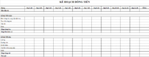 File mẫu kế hoạch d&ograve;ng tiền excel