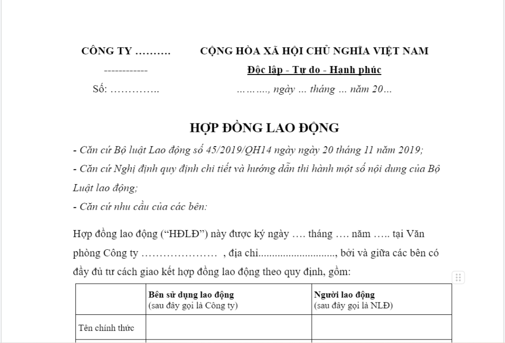 Mẫu hợp đồng cộng tác viên là hợp đồng lao động