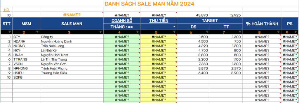 File Excel quản l&yacute; b&aacute;n h&agrave;ng v&agrave; c&ocirc;ng nợ