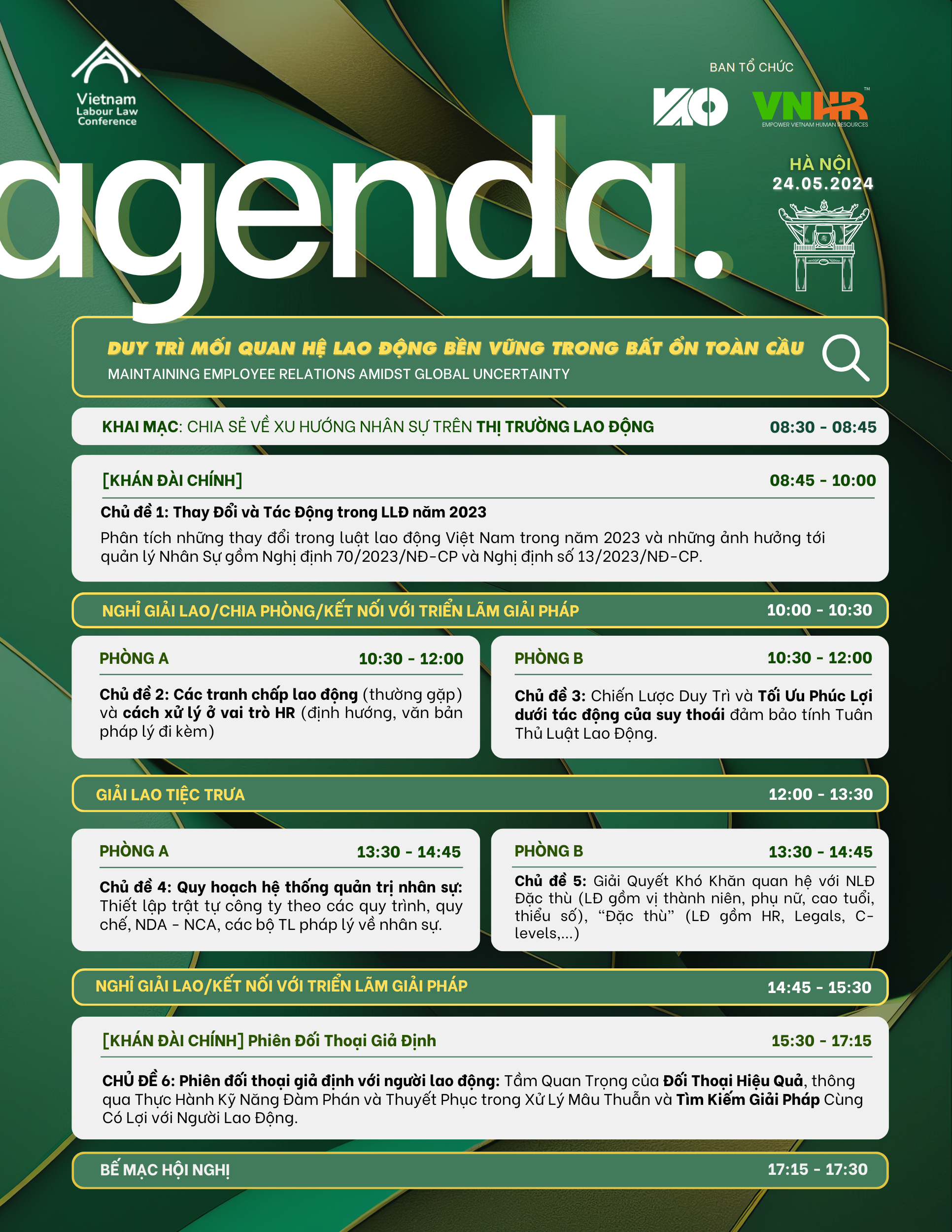 Agenda Hội nghị Luật Lao động Việt Nam 2024
