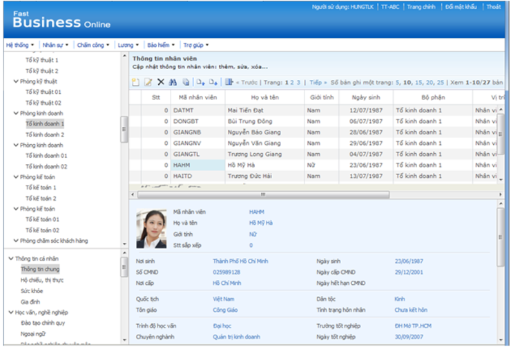 Phần mềm quản l&yacute; nh&acirc;n sự Fast HRM