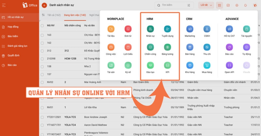 Phần mềm HRM cho ng&agrave;nh c&ocirc;ng nghệ th&ocirc;ng tin 1Office