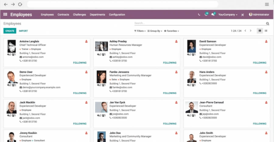 Phần mềm nh&acirc;n sự Odoo