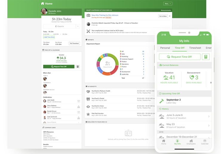 Phần mềm quản l&yacute; nh&acirc;n sự online BambooHR