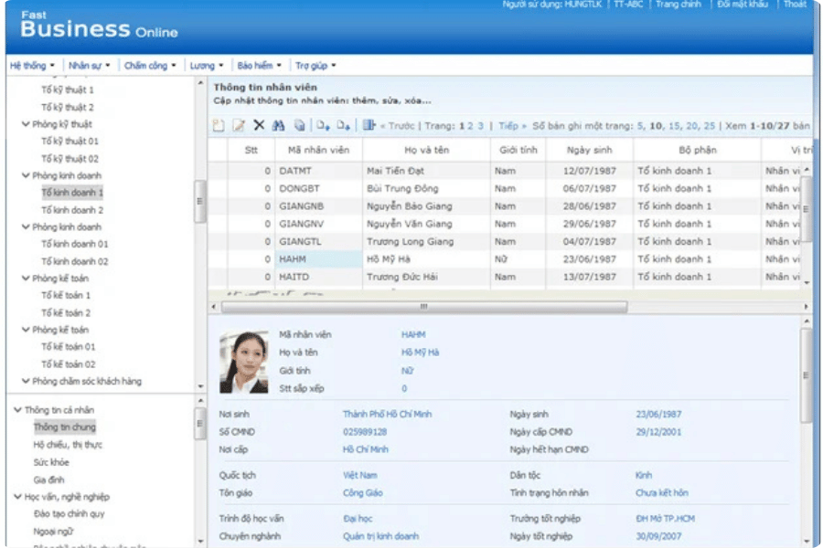Phần mềm nh&acirc;n sự Fast HRM