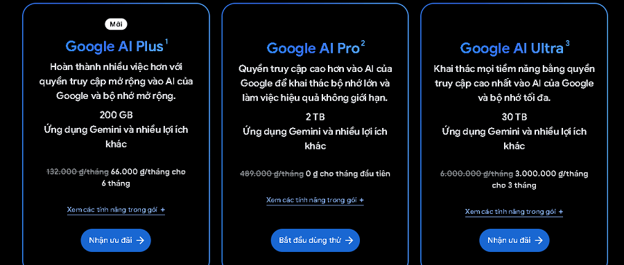 bảng gi&aacute; google ai studio