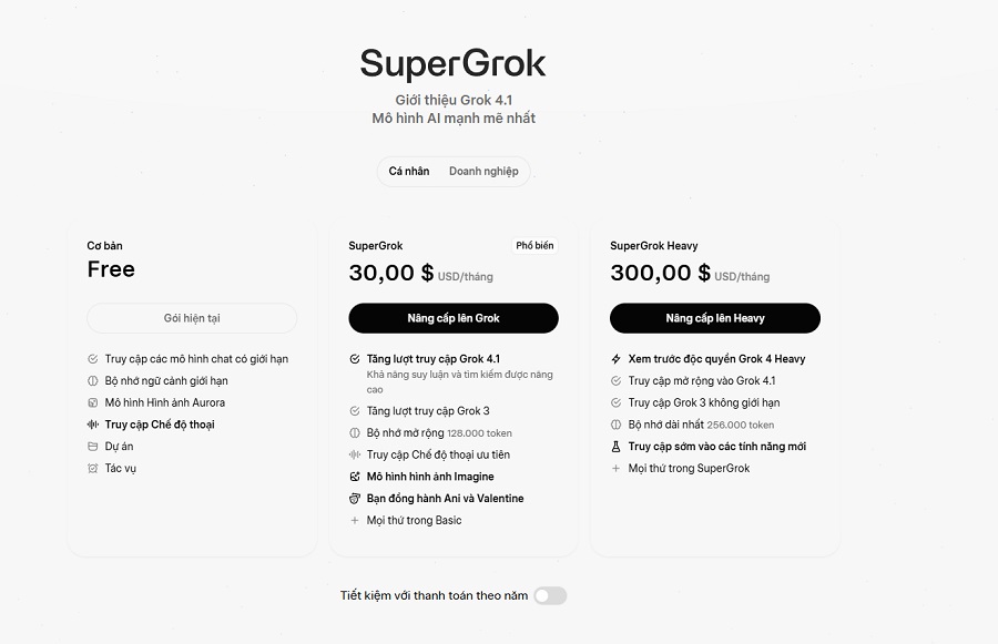 Bảng giá Grok AI